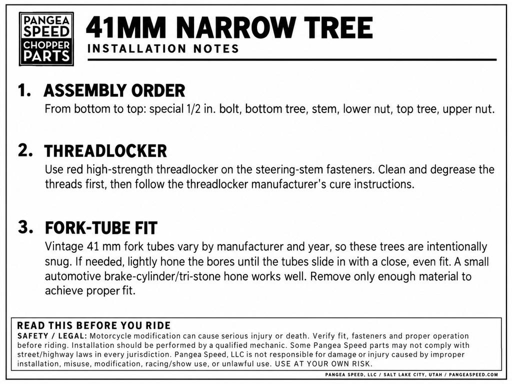 41mm Narrow Trees installation instructions