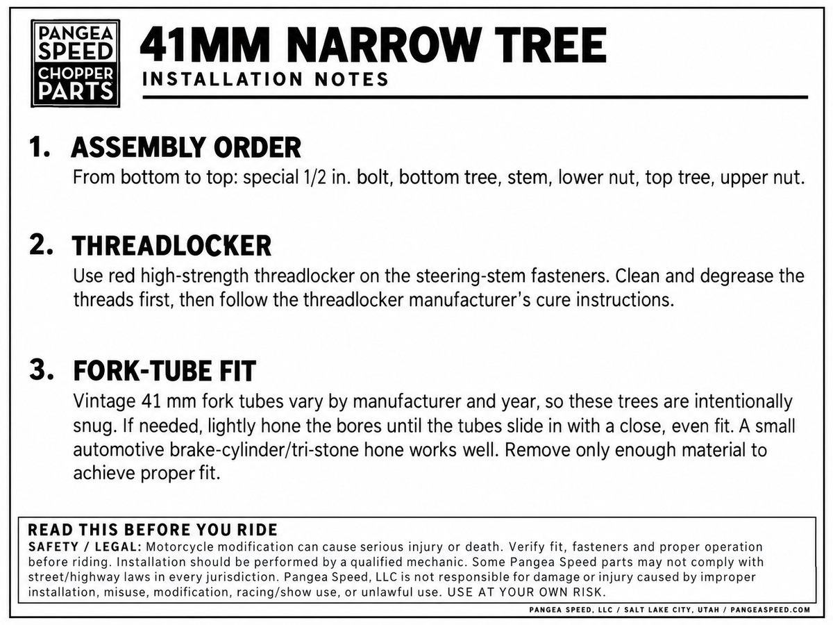 41mm Narrow Trees installation instructions