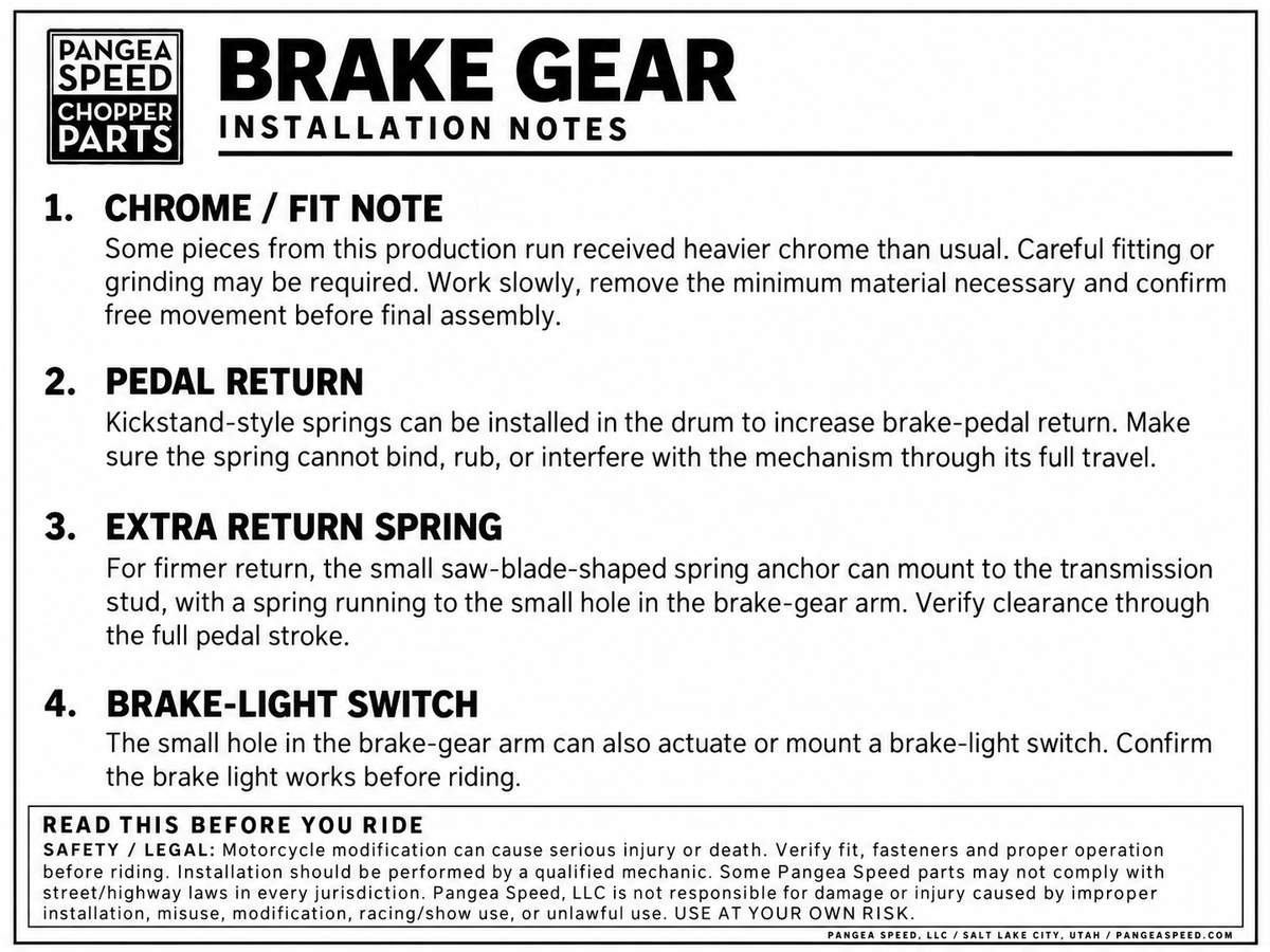 Brake Crossover Gear installation instructions