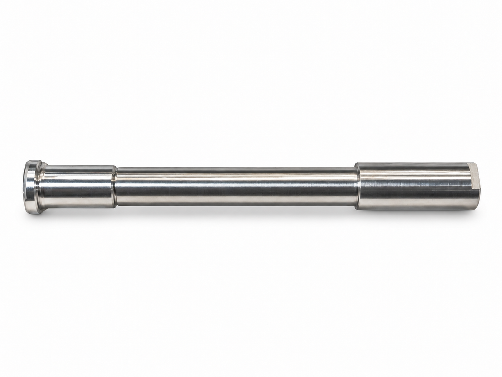 Pangea Speed 41mm narrow stainless steel front axle on a white background