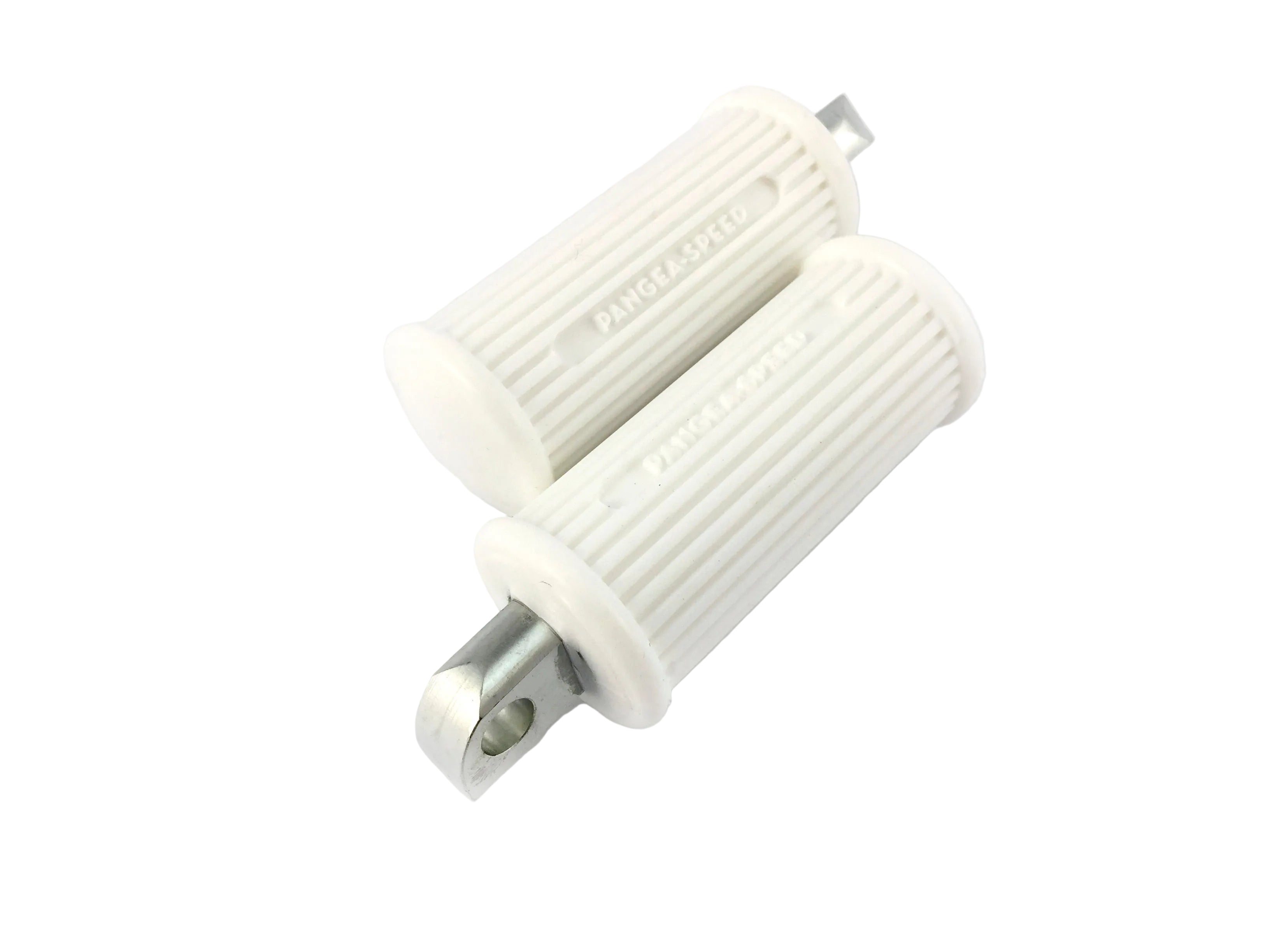 A pair of white Elice foot pegs for Harley motorcycles, displayed against a white background.